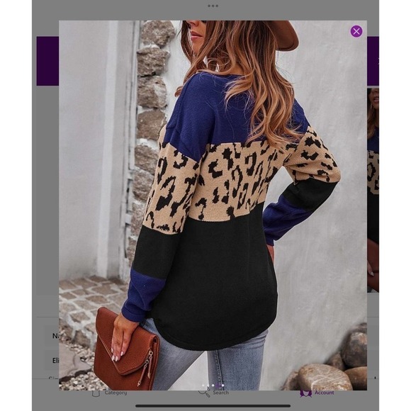 Blue Leopard colorblocked sweater sz Large - Picture 2 of 7